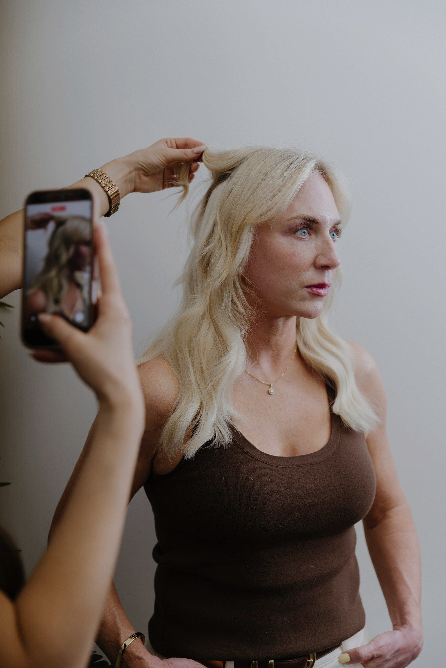 A platinum blonde client, with color by Megan